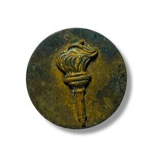 Vintage US Army ROTC Torch Pin Flaming Torch Round Lapel Pin 1" Screwback